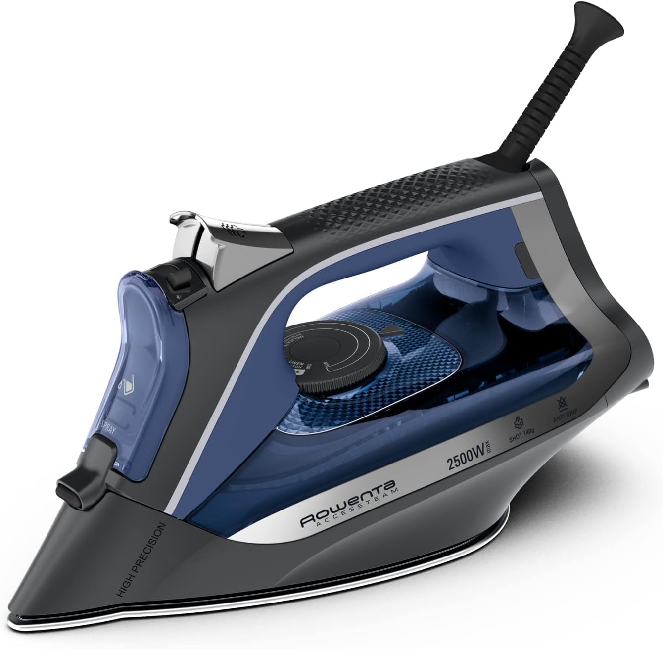 Rowenta Access Steam - Plancha vapor 2500 W, golpe 140 g/min y vapor continuo de 40g/min, suela Microsteam 300, punta precisa, sistema antical y protección antigoteo, azul, DW4301