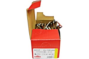 Klimas Tornillos para madera - tornillos de cabeza -Tornillos multiusos - cabeza de plato torx- para construcción de tejado - Pornillos autorroscantes - Screw - 8x120 mm 50 uds. WKCP