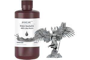 Water Washable ABS Like Resin, JAMG HE Water Washable Art Engineering Photopolimero Resin Toughness Non-Brittle & High Precision Low Odor for LCD DLP SLA 405 nm Resin (1000 g, Gray)