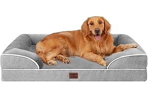 EHEYCIGA Cuccia Cane Interno Taglia Grande, Cuscino Cane Impermeabile Sfoderabile e Lavabile, Letto per Cani con tre Lati Rialzati Ortopedico, Cuccia Divano per Cani, Grigio, 112x81x16cm
