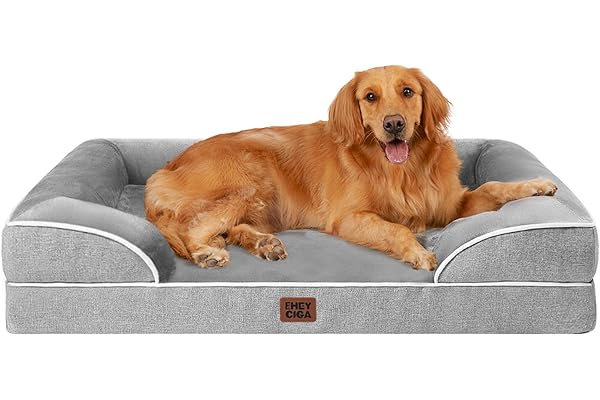 EHEYCIGA Cama Perro Extra Grande 112x81x16cm, Colchon Perro Impermeable Lavable con Espuma Viscoelástica, Sofá Perro Ortopedica Desmontable, Gris