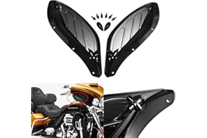 Natgic Windabweiser Motorrad Seitenflügel verstellbar Windschutz ABS-Kunststoff Verkleidung für Harley Touring 96-13 Schwarz