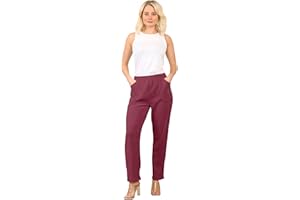 AR Paris Fashions® Womens Full Length Cherry Berry Corduroy Pants, Ladies Pull-Over Elastic Waist Casual Straight Leg Ribbed Cord Trousers with Side Pockets Plus Size 10-24
