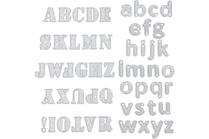 Amaxiu Lot de 53 matrices de découpe en métal avec lettres de l'alphabet - Pochoirs de gaufrage pour la fabrication de cartes, d'albums, loisirs créatifs, Halloween, décoration de Noël (majuscules +