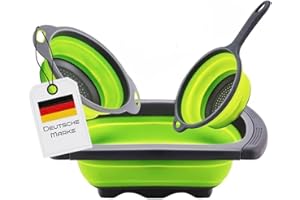 Faltbarer Seiher Sieb Set, Abtropfsieb über die Spülbecken, Klappbar Nudelsieb Küchensieb, Küche Siebkorb mit Griff zum Abtropfen von Nudeln Obst Gemüse