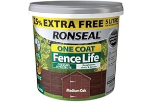 Ronseal RSLFLMON4LAV One Coat Fence Life Medium Oak New 4 Litre +25%