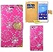 Produktbild Sony Xperia M4 Aqua Handy Tasche, FoneExpert® Bling Luxus Diamant Hülle Wallet Case Cover Hüllen Etui Ledertasche Premium Lederhülle Schutzhülle für Sony Xperia M4 Aqua (Rosa)