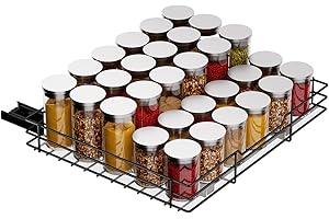 MAYZOLOP Porta Spezie Per Cucina, Nero Portaspezie Salvaspazio, Portaspezie Per Interni Di Armadietti Da Cucina, Organizzatore Per Armadietti Estraibili, P27*L32.2*H6cm