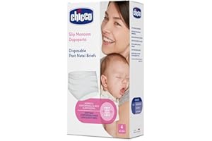 Chicco Slip Monouso Dopo Parto in rete elasticizzata, Mutandine Assorbenti Post Parto, Assorbenza Rapida, Biancheria morbida indicata in caso di punti di sutura, taglia unica,confezione da 4 pz