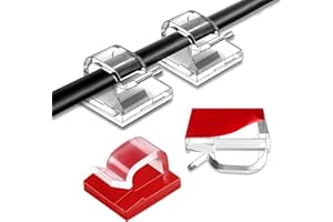 YHT 60 PCS Clear Cable Clips Set,Wall Wire Clips with Adhesive for Cable Management,Cord Clips with Sticky Cable Hooks for Wall,Under Desk,Car,Christmas Decorations,Fairy Lights