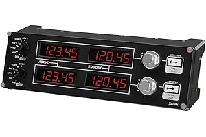 Logitech G Saitek Pro Flight USB Radio Panel Contrôleur Radio pour Simulateur de Vol, 4 Ecrans Led Séparés avec Commandes, Modulaire et Adaptable, PC - Noir