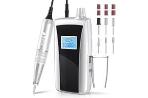 WEIYI Fresa per Unghie Portatile Ricaricabile, Lima per Unghie Elettrica Professionale 30000 RPM con 6 Punte per Trapano Unghie e Bande Abrasive , Ideale per il Salone e per l'Uso Domestico