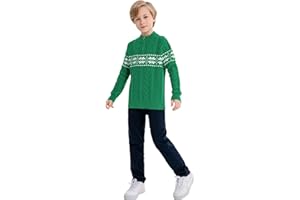 SMILING PINKER Pull de Noël pour garçon - Pull en tricot - Quarter Zip - Câble tricoté - Pour enfants - Automne - Hiver - Manches longues