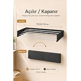 Belize Duvara Monte &Ccedil;amaşır Kurutma Askısı, Metal, Antrasit - 100 cm, Katlanır, Balkon ve Banyo İ&ccedil;in Uygun