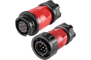 CNLINKO YM-20 7 PIN Industrial Waterproof Connector,IP68 Circular Connector,PBT Plastic Shell Quick Plug Aviation Connector M20 Male Plug and Female Plug (7 PIN)