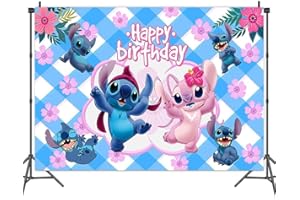 IQEPXTGO Toile de Fond Stitch Photographie Fête d'anniversaire Fournitures Anniversaire Photographie Fond Stitch Décorations de Fête Décor de Fête d'anniversaire pour Enfant 150*100cm(B)