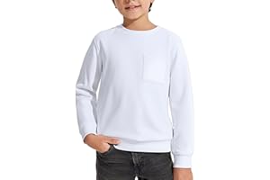 Arshiner Sweatshirt pour Garçons Pull Polaire Col Rond Manches Longues Unisexe Hiver avec Poche Uniforme Scolaire pour Enfants de 5 à 12 Ans