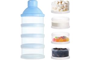 UESLWSER Portable Milk Powder Dispensers Pot, Milk Powder Case, 4 Layer Formula Powder Pots Dispenser Snacks Case Candy Storage Container Box (Blue)