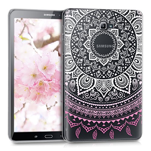 kwmobile Hülle für Samsung Galaxy Tab A 10.1 (2016) T580N / T585N - Case Handy Schutzhülle TPU Silikon für Tablet - Backcover Cover klar Rosa Weiß Transparent