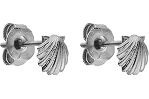 PURELEI® Orecchino a conchiglia per bambini, orecchini impermeabili per bambine, orecchini a perno in acciaio inossidabile a forma di fiore con perla, regalo per bambini