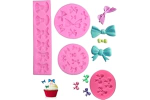 HUDIEPAN 4 Pezzi Stampini in Silicone per Fondente, Mini Fiocchi Stampi per Caramelle Bowknot Bow Torte Chocolate Mold