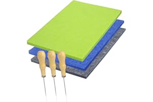 Lifuncren 3 Pièces Kit de Poinçonnage Enfant, 20X15 cm Poinçons Kit de Aiguille et Tapis de Piquage, Tapis de Poinconnage, Feutrage à l'aiguille pour maternelle pour DIY (3 Couleurs - petit)