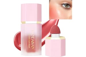 BELIKY GIRL Fard in crema liquida con applicatore a spugnetta Fard opaco e vellutato per un bagliore naturale, Rouge Cream idratante per guance color pesca (Coral)