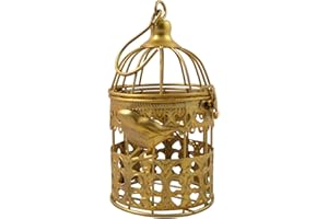 PrimoLiving Deko Metall Vogelkäfig Gold Vogel P-863 Gr. S
