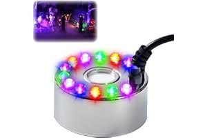 KEELYY Ultraschall Vernebler, Mini Nebelmaschine mit 12 LED Fogger, Mist Maker Wassernebler Fogger, Nebel Zerstäuber für Teich, Aquarium,Halloween Kürbis und Hexentopf
