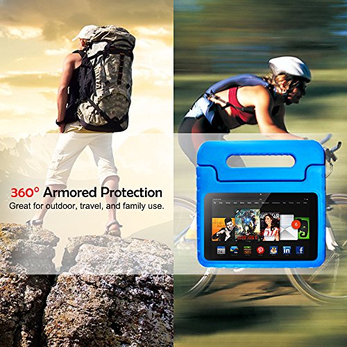 Fire 7 2015 Hülle – Superleicht EVA Stoßfest Kinderfreundlich Kinder Schutzhülle mit umwandelbarer Handgriff Handle und Standfunktion für Amazon Fire 7.0 Zoll (5. Generation – 2015 Modell), Blau - 7