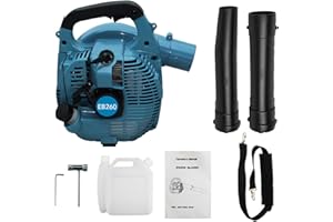 D LIAN DONG 26cc Petrol Leaf Blower, Handheld Leaves Blowing Dust Snow with Adjustable Shoulder Strap for Patio Cleaning, Lawn Care, Leaves Garden - Blue