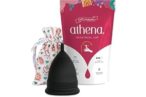 ATHENA CUP Athena Menstrual Cup One-Pack, Period Cups for Regular to Heavy Flow (Size 2 Large) - Soft Reusable Menstruation Cup - BPA Free Feminine Silicone Cup - Easy to Use and Clean Tampon and Pad Alternative (Solid Black)