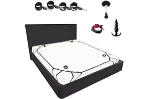 Quintrost SM Bondage Kit, Restraints Kits para Cama, Erótico Set Juguetes Sexuales para Parejas, BDSM Restraints Kits Erótico con Esposas Máscara de Ojos para Principiantes y Experimentados (Negro)