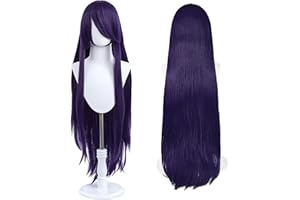UTIEHD Perruque Longue 100 cm, Cosplay Anime Universel, Parfaite pour Fêtes, Usage Quotidien, Festivals, Halloween (Violet)