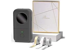 Phomemo D30 Mini Etichettatrice Bluetooth Confezione regalo con 3 rotoli di adesivi - Portatile Stampante Etichette Adesive, per casa,scuola,Cucina, Etichettatrice Adesive Per iOS e Android -Grigio