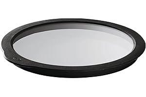 RÖSLE Frischhaltedeckel aus Glas, Glasdeckel mit Silikonrand zum Verschließen von Schüsseln und Töpfen, spülmaschinengeeignet, 16 cm Durchmesser, Transparent/Schwarz