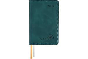 POPRUN Mini Agenda Settimanale 2025 Piccola in Italiano 12 x 8 cm - Agenda 2025 Tascabile A7 con Copertina Morbida in Pelle PU e Carta da 70 g/m² EU, Verde Mare Profondo