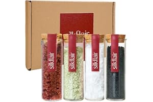 Silkflair – set regalo 4 sali gourmet in vasetto (148 g, Hawaiian colors) | Sale nero Hawaii (carbone), sale rosso Alaea, sale verde al bamboo | Sali marini naturali | Idea regalo cucina e gourmet