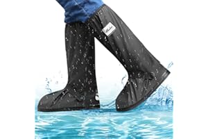 XPJBKC Schuhüberzieher Wasserdicht, Überschuhe Wasserdicht, Outdoor Rutschfester Schuhüberzieher Mehrweg, Regenüberschuhe mit Größenregulierung für Regen Schnee (XL)