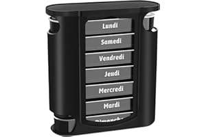 Collazoey Pilulier 7 Jours, Pilulier à Tiroir, Voyage avec Compartiments pour Médicaments, Compléments Alimentaires, Vitamines(Französisches Modell) (Noir)