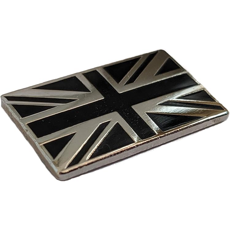 Distintivo Autoadesivo Con Bandiera Union Jack – Smalto Nero E Argento, Piccolo Formato