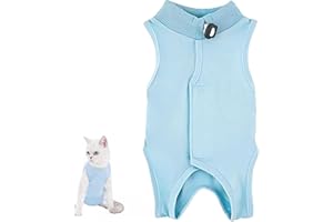 WANTUSHUI Katzenbody nach OP Hund Kastration Hündin,Katzen Body für Katzen Operation,Medical Pet Shirt Katze,Katzenbekleidung (Blau)