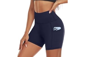 ACTINPUT Gym Shorts for Women High Waist Cycling Shorts with Pockets Best for Running Workout Yoga Sports