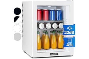 Klarstein Kühlschrank, Mini Kühlschrank mit Glastüre, Mini-Kühlschrank für Getränke, Snacks & Kosmetik, Kühlschrank Klein & Leise, Verstellbare Ablagen, Kleiner Skincare Kühlschrank 12-18°C, 42L