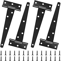 Keypak 2 Pack 450mm (18") T-Hinges Black Japanned, Heavy Duty Metal Tee Hinges With Rustproof Coating, Ideal For Large Wooden Gates, Barn, Garage & Shed Doors