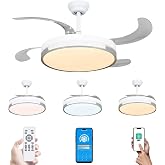 Mi Ko Mi Ka Ceiling Fan 96W with LED Light 60W+DC 36W in 3 Temperature with Remote Control &ndash; Efficient and Quiet DC Motor, Fo
