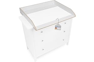 Jonka Wickelaufsatz für IKEA Hemnes Kommode 108 & 160 cm – Baby Wickeltisch-Aufsatz aus Naturholz, besonders sicher: DIN EN 12221 geprüft - Weiß