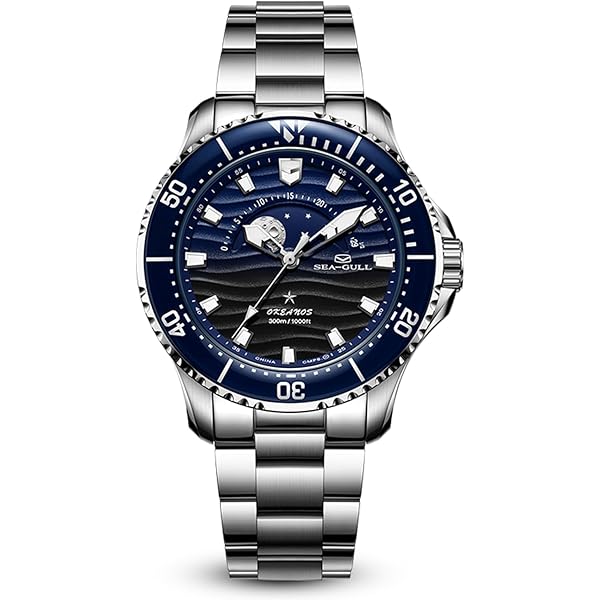 SEA-GULL Seagull Orologio da uomo GMT Orologi Scheletro Volano Orologio per Uomo Orologio Automatico Master Series 519.11.6041, Nero , Cinturino