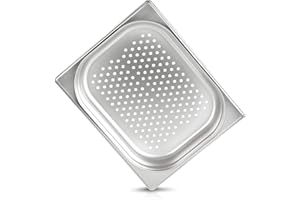 jokobela GN-Behälter 1/2 40 mm perforiert (6 mm ø) aus Premium-Edelstahl (GN-Sieb) Maße: 325 x 265 x 40 mm - Gastronormbehälter ideal für Garen mit Chafing Dish oder Bain Marie (0,6 mm dick)