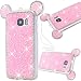 Produktbild GrandEver Samsung Galaxy S7 Weiche Silikon Hülle Solide TPU Glitzer Gelee Strass Diamant Zurück Maus Ohr Entwurf Schutzhülle Flexible Etui mit Handschlaufe Gel Skin Rubber Transparent Bumper Klar Hülse Gummi Dünn HandyTaschen - Rosa